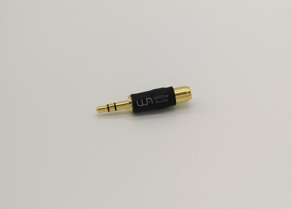 Willow Audio 2.5mm Balanced Input to 3.5mm Single Ended Output Ultrashort Audio Jack Adapter